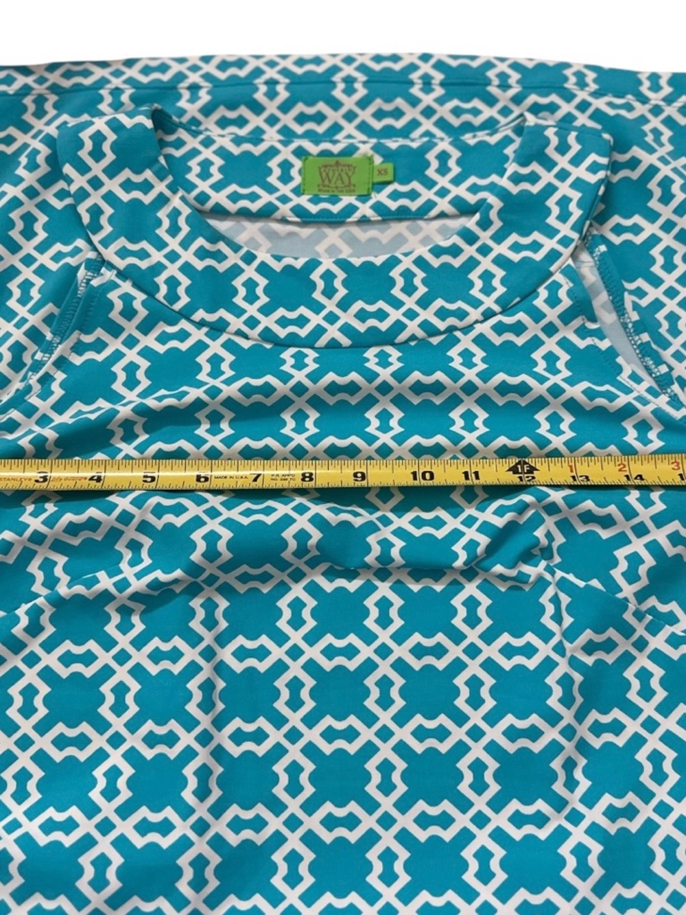 Katherine Way Turquoise Geo-Print Sleeveless Mini Dress Size XS - Picture 5 of 8